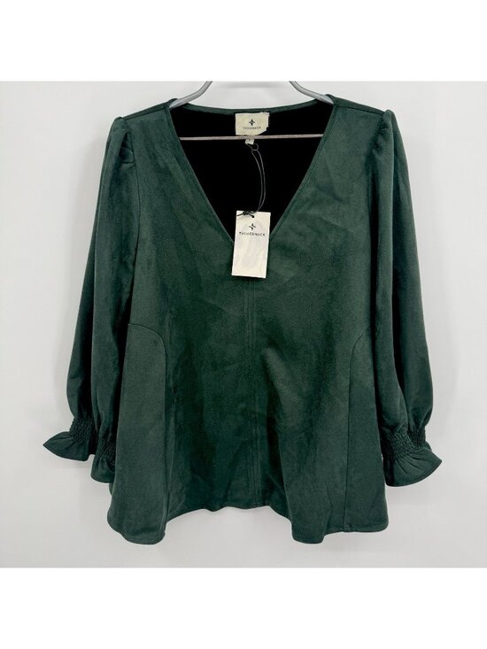 Tuckernuck Tops - Tuckernuck Malachite Easton Blouse Faux Suede Long Sleeve Swing Top size L Large